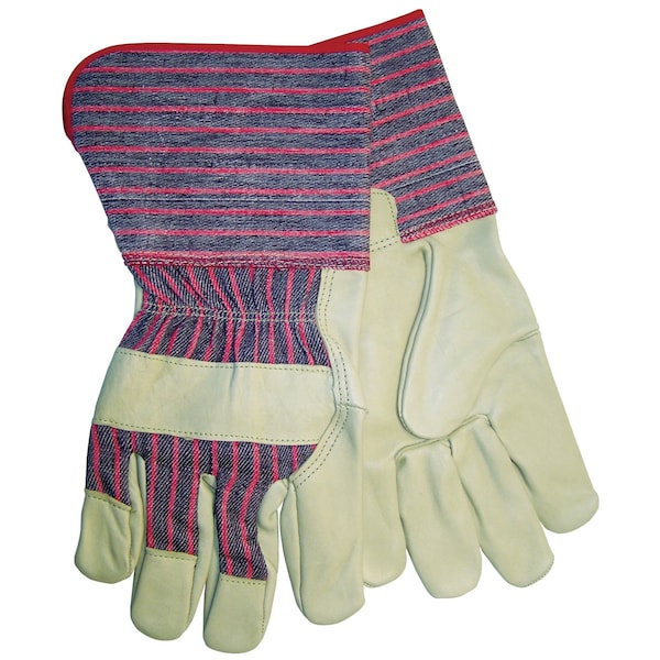 Mcr Safety Gloves, Industry Mixd Grain Lea Plm Gauntlet Cuf L